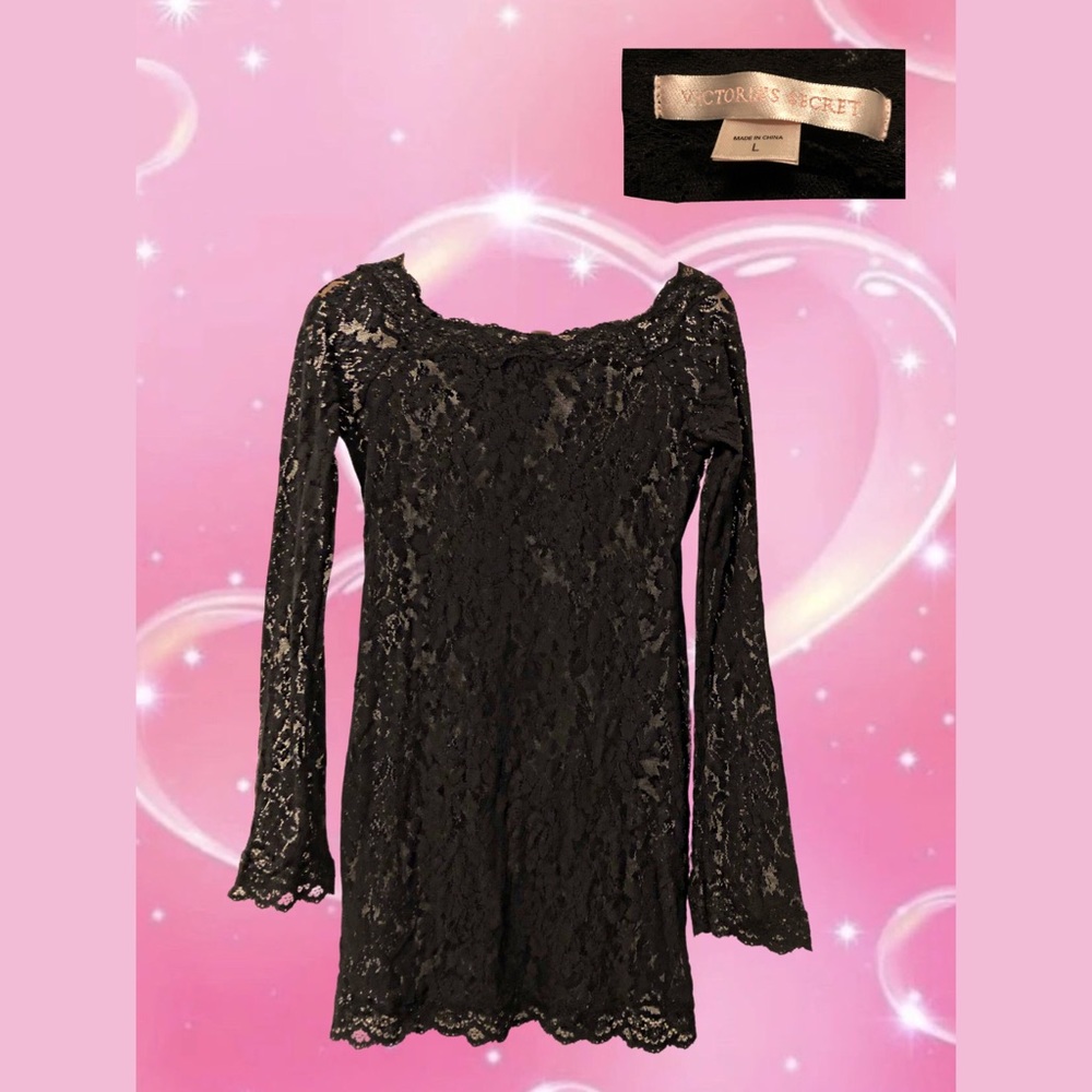 Vintage Victoria’s secret black 90s lace lingerie dress size Large